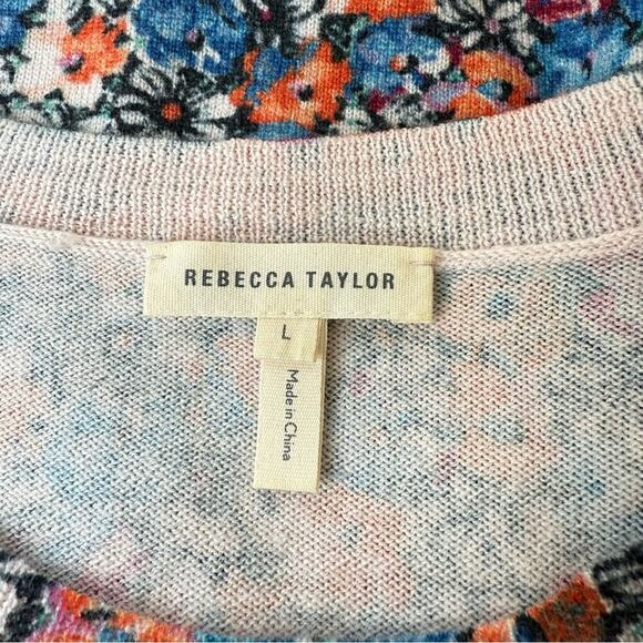 REBECCA TAYLOR 100% Wool Womens Sz L Cosmic Fleur Po Floral Long Sleeve Sweater - Picture 9 of 13